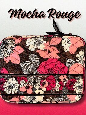 Vera Bradley Mocha Rouge 10x8 Quilted Tech Sleeve Tablet Case EUC